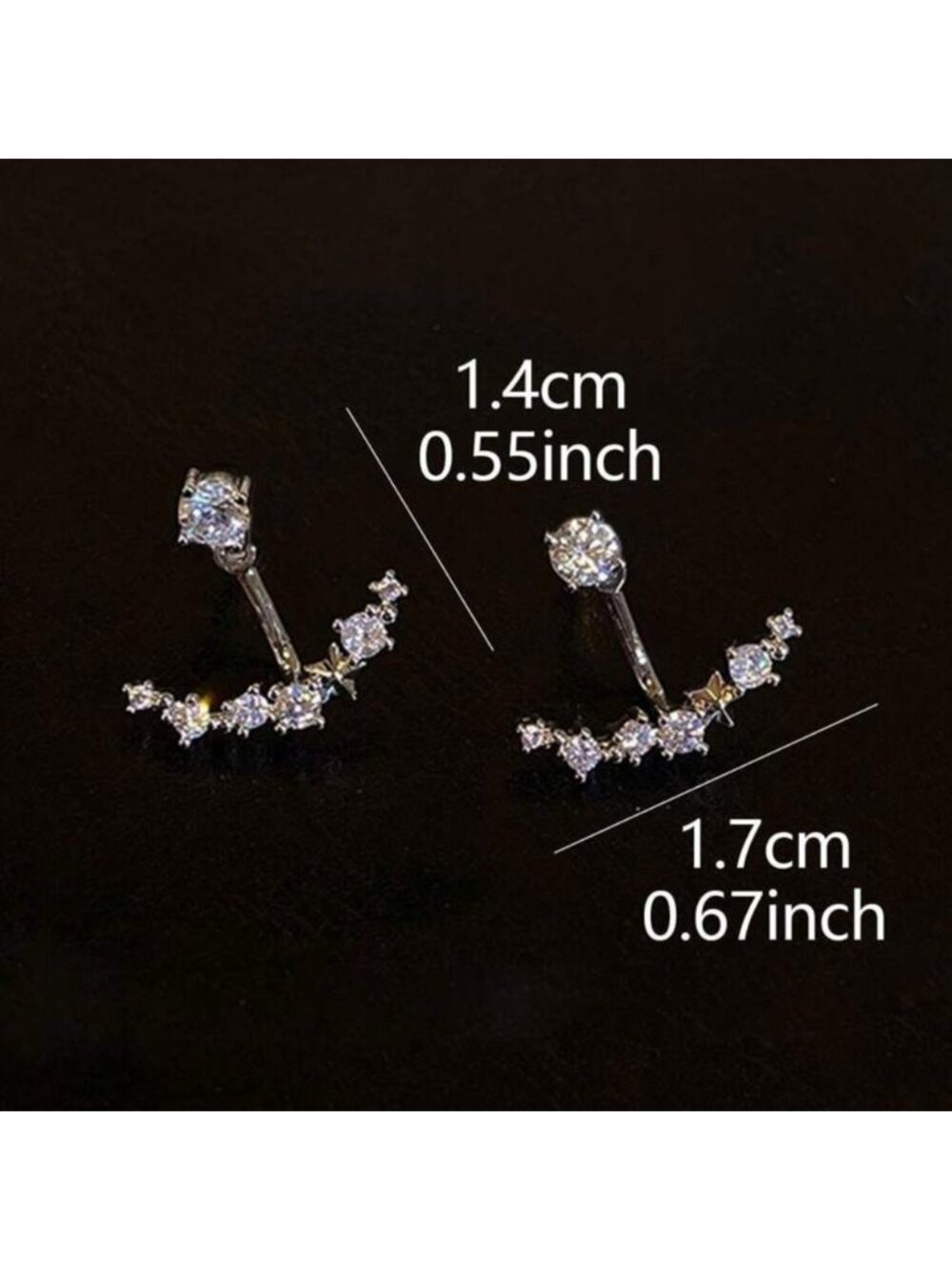 Silver Rhinestone Jacket Stud Earrings - Picture 3 of 3